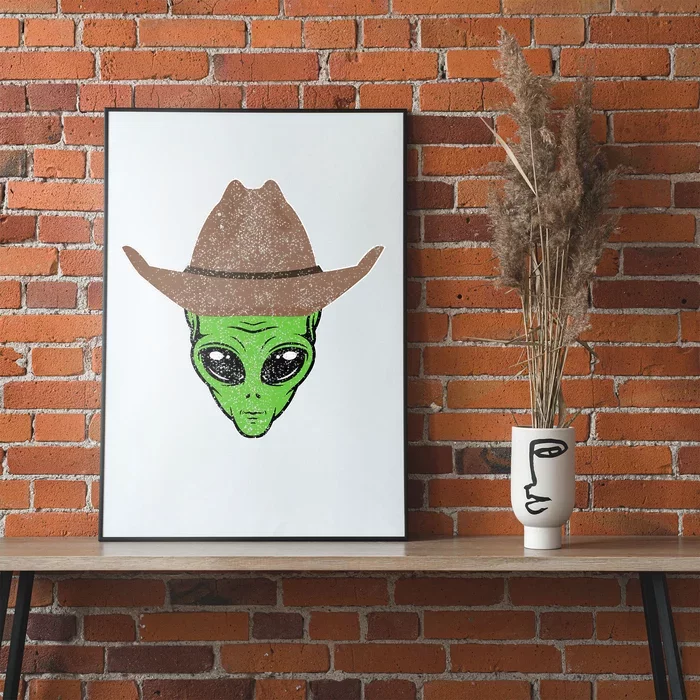 Alien Cowboy Hat Funny Halloween Gift For Outer Space Lover Poster