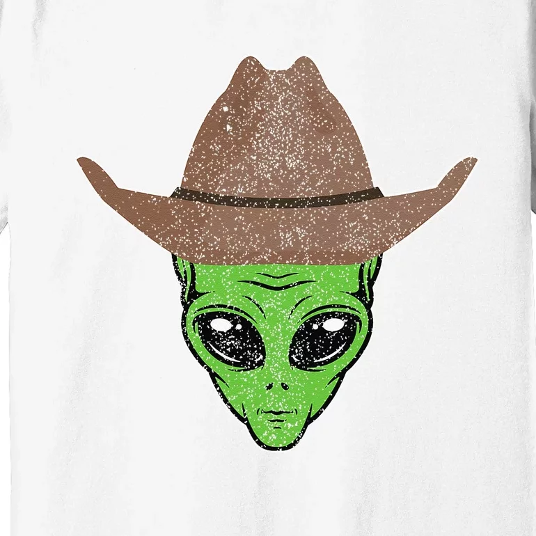 Alien Cowboy Hat Funny Halloween Gift For Outer Space Lover Premium T-Shirt