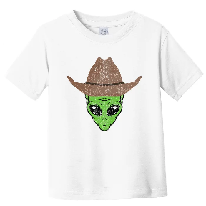 Alien Cowboy Hat Funny Halloween Gift For Outer Space Lover Toddler T-Shirt