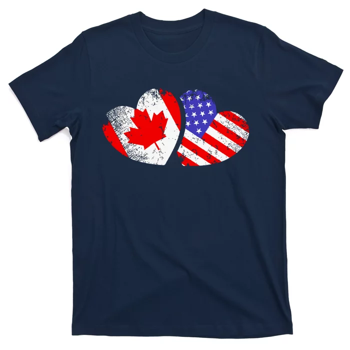 American Canadian Heart Valentines Day Giftc T-Shirt