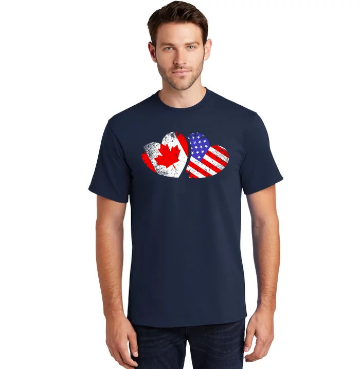 American Canadian Heart Valentines Day Giftc Tall T-Shirt