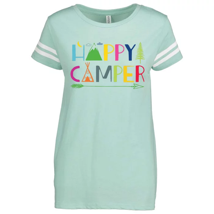 Arrow Camper Happy Summer Camp Camping Gift Women Enza Ladies Jersey Football T-Shirt