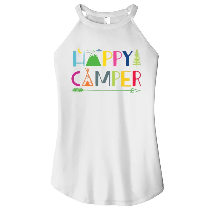 Arrow Camper Happy Summer Camp Camping Gift Women Women’s Perfect Tri Rocker Tank