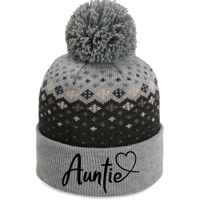 Auntie Cute Heart Logo The Baniff Cuffed Pom Beanie