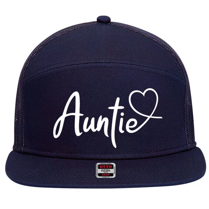 Auntie Cute Heart Logo 7 Panel Mesh Trucker Snapback Hat