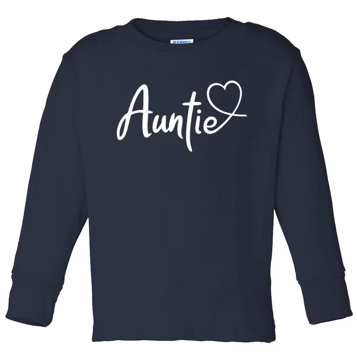 Auntie Cute Heart Logo Toddler Long Sleeve Shirt