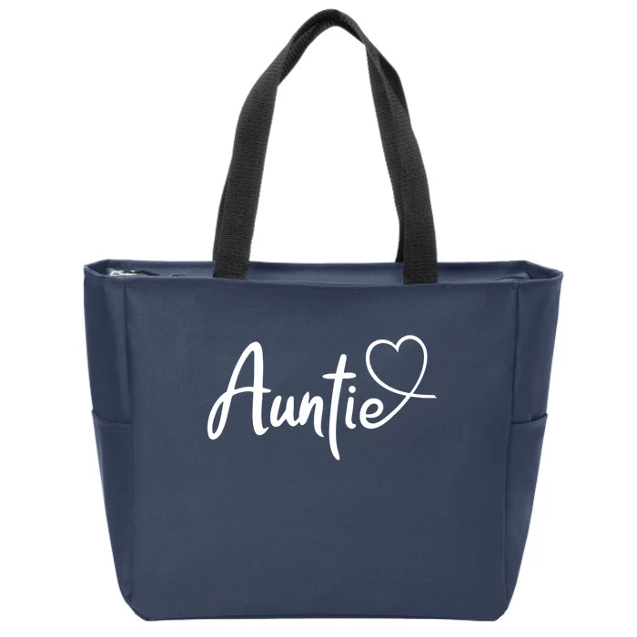 Auntie Cute Heart Logo Zip Tote Bag