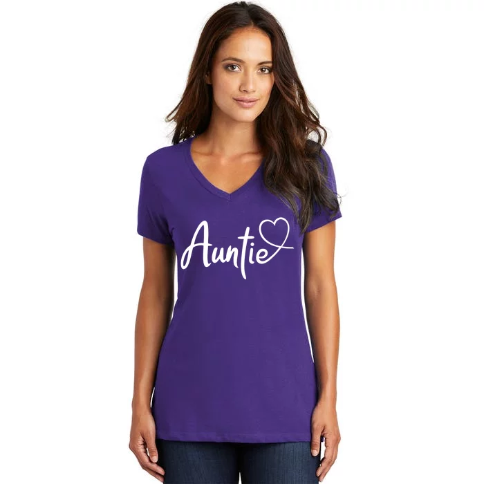 Auntie Cute Heart Logo Women's V-Neck T-Shirt