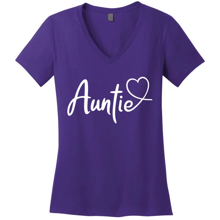 Auntie Cute Heart Logo Women's V-Neck T-Shirt