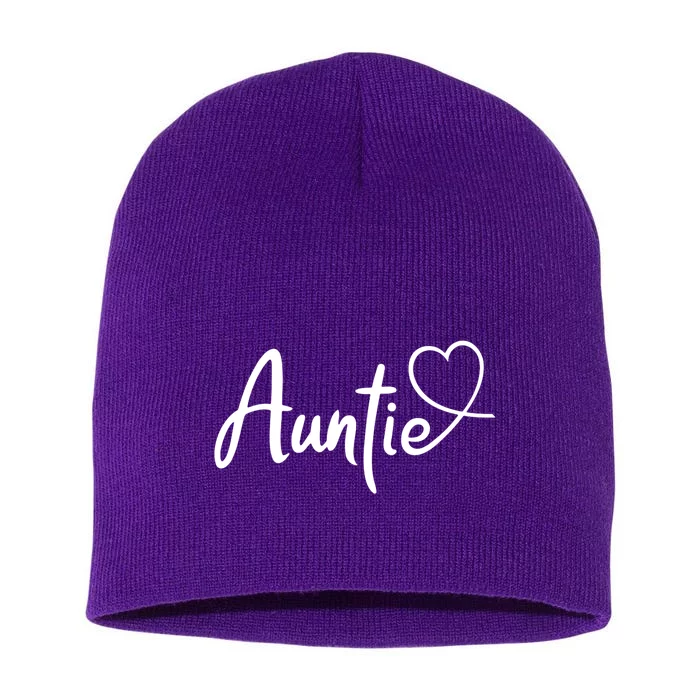 Auntie Cute Heart Logo Short Acrylic Beanie