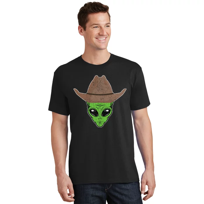 Alien Cowboy Hat Funny Halloween Gift For Outer Space Lover T-Shirt