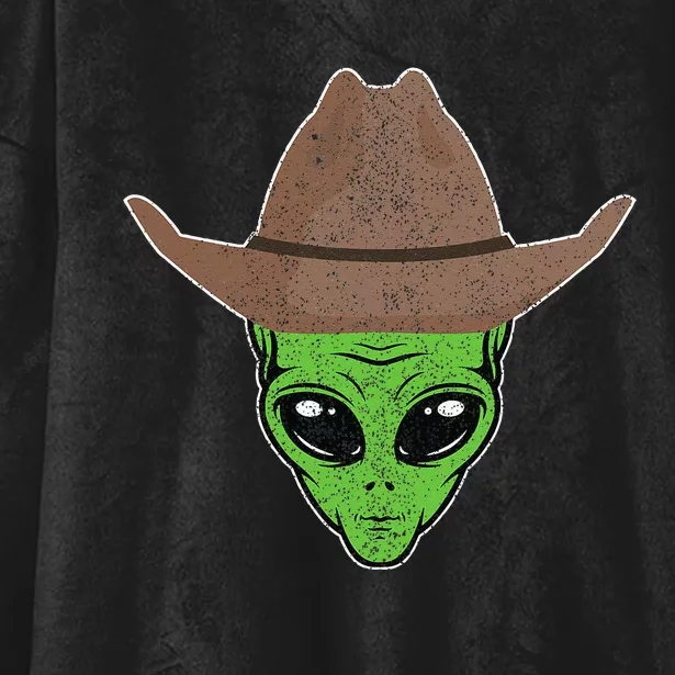 Alien Cowboy Hat Funny Halloween Gift For Outer Space Lover Hooded Wearable Blanket