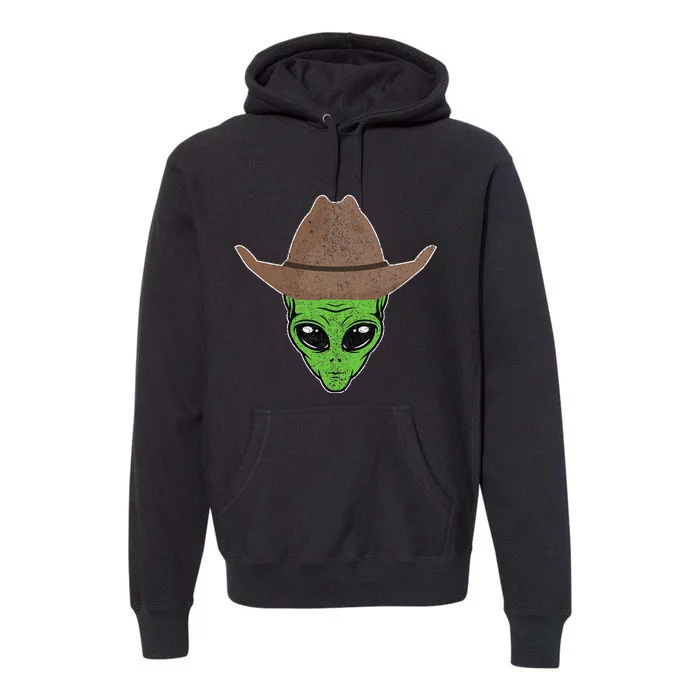 Alien Cowboy Hat Funny Halloween Gift For Outer Space Lover Premium Hoodie