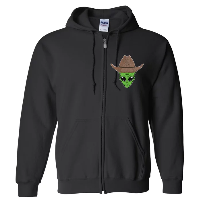 Alien Cowboy Hat Funny Halloween Gift For Outer Space Lover Full Zip Hoodie