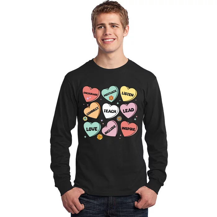 Affirmations Candy Heart Teacher ValentineS Day 2024 Wo Long Sleeve Shirt