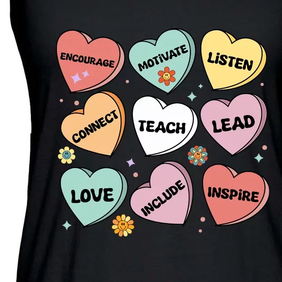 Affirmations Candy Heart Teacher ValentineS Day 2024 Wo Ladies Essential Flowy Tank