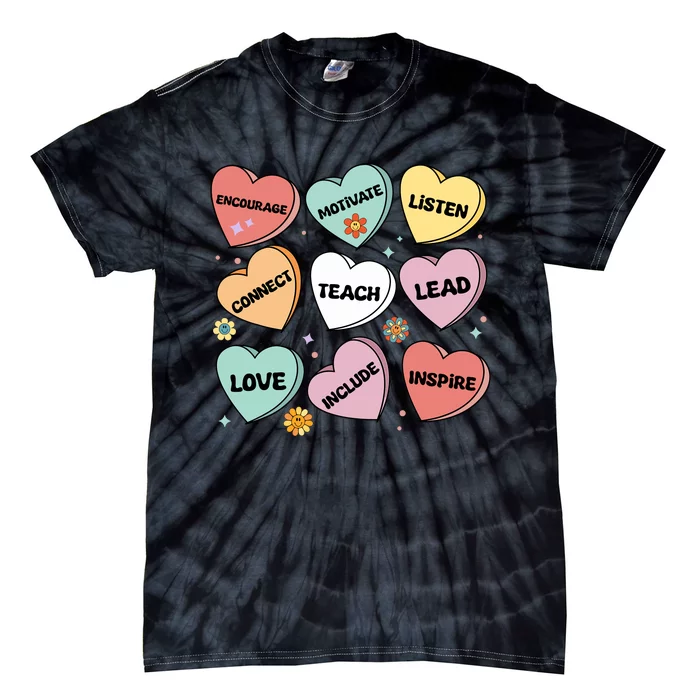 Affirmations Candy Heart Teacher ValentineS Day 2024 Wo Tie-Dye T-Shirt