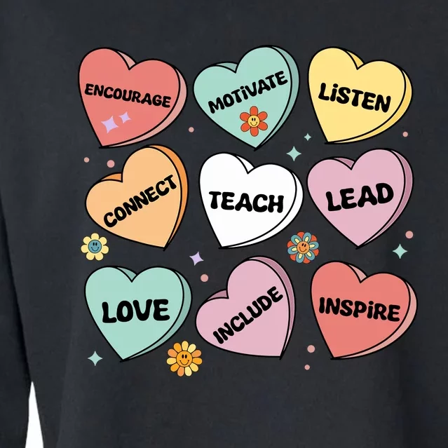 Affirmations Candy Heart Teacher ValentineS Day 2024 Wo Cropped Pullover Crew