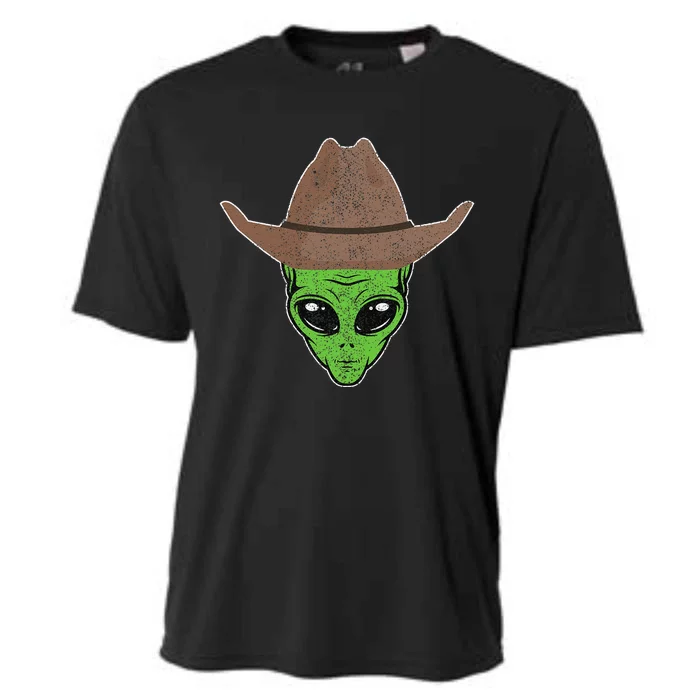 Alien Cowboy Hat Funny Halloween Gift For Outer Space Lover Cooling Performance Crew T-Shirt