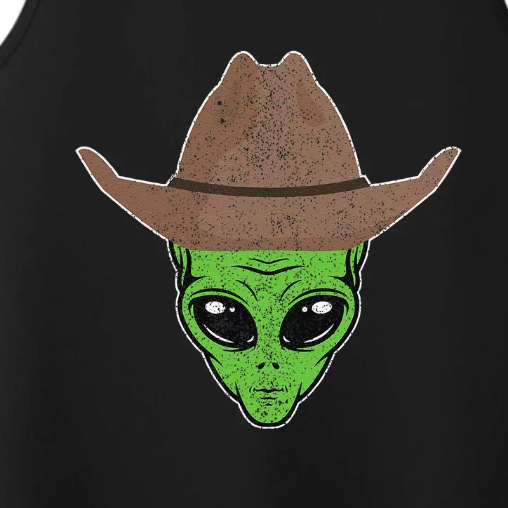 Alien Cowboy Hat Funny Halloween Gift For Outer Space Lover Performance Tank