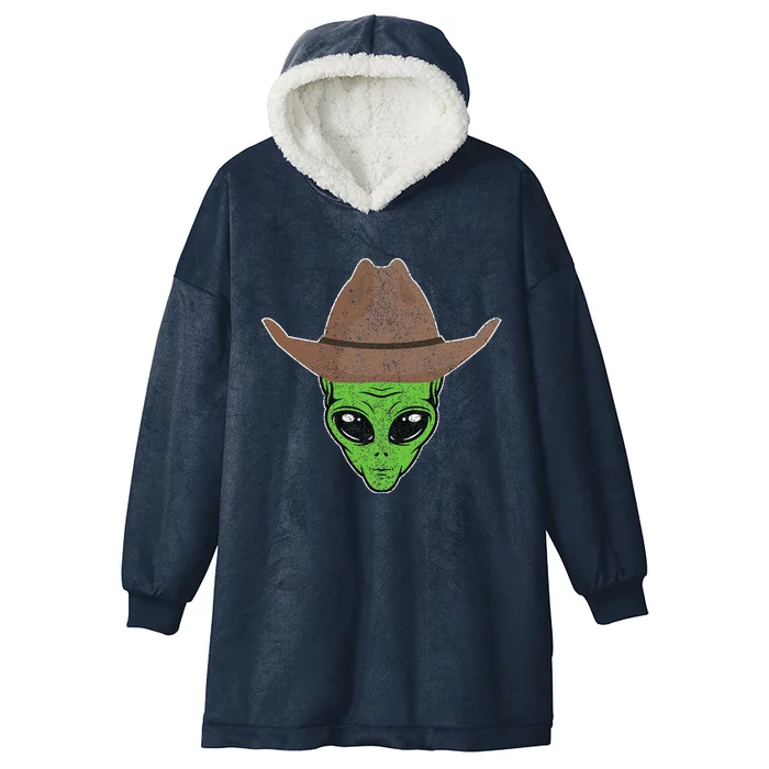 Alien Cowboy Hat Funny Halloween Gift For Outer Space Lover Hooded Wearable Blanket