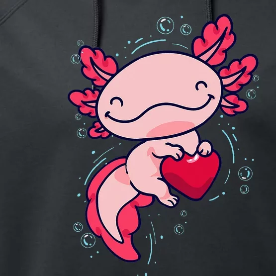 Axolotl Cute Heart Performance Fleece Hoodie