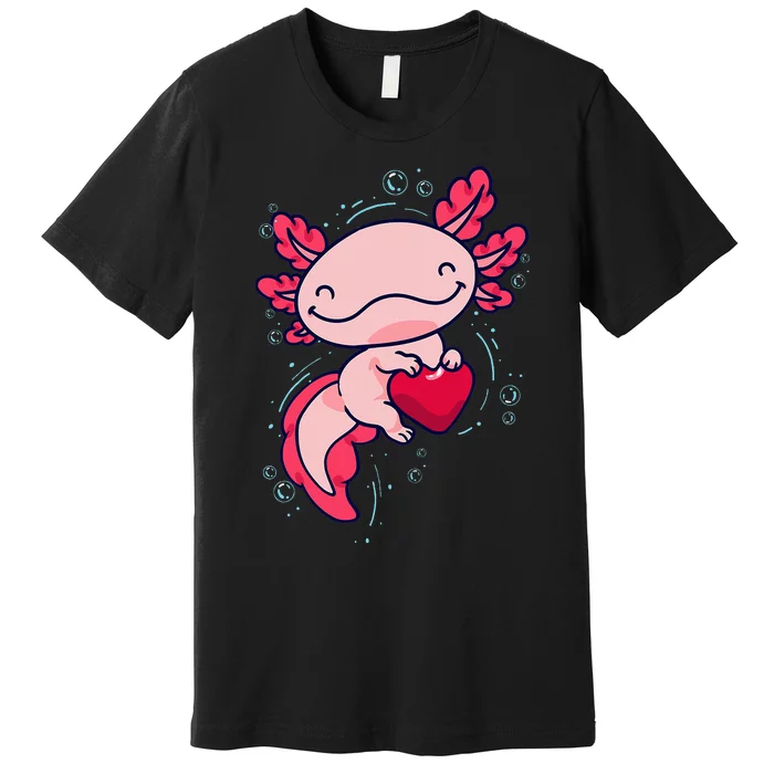 Axolotl Cute Heart Premium T-Shirt