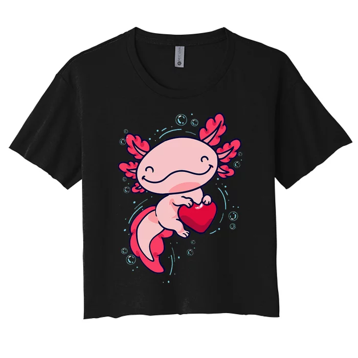 Axolotl Cute Heart Women's Crop Top Tee