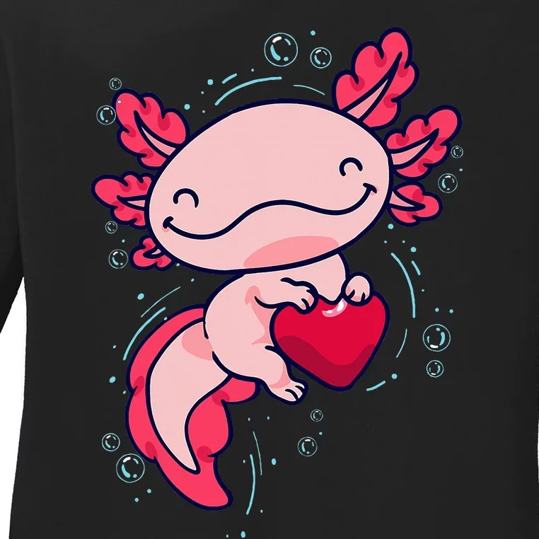 Axolotl Cute Heart Ladies Long Sleeve Shirt