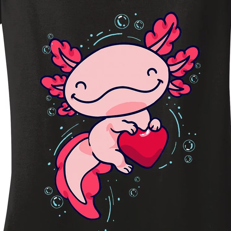 Axolotl Cute Heart Women's V-Neck T-Shirt