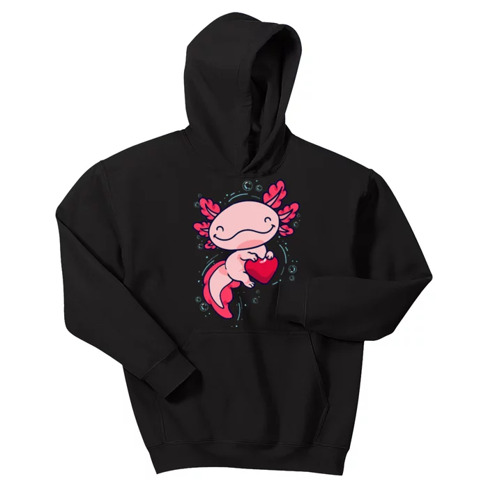 Axolotl Cute Heart Kids Hoodie