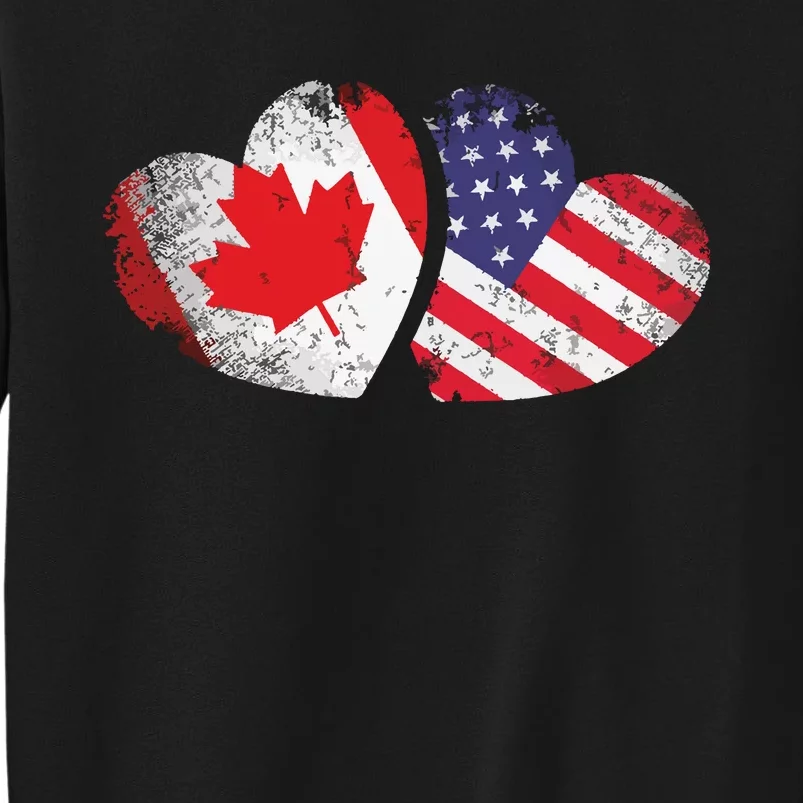 American Canadian Heart Valentines Day Gift USA Flag Canada Tall Sweatshirt