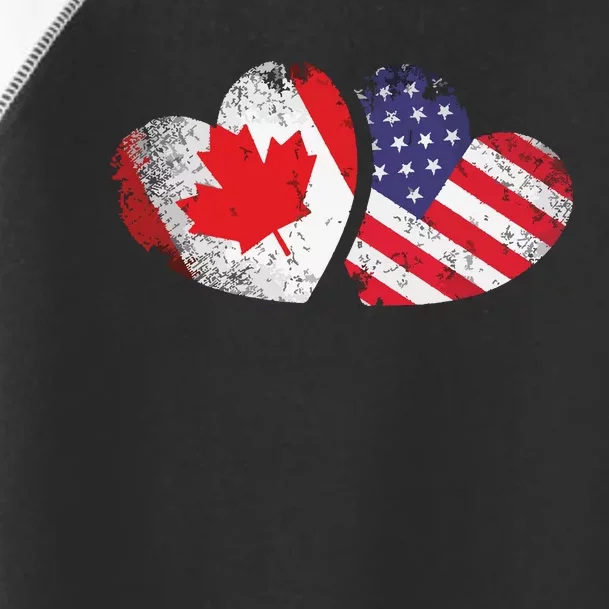 American Canadian Heart Valentines Day Gift USA Flag Canada Toddler Fine Jersey T-Shirt