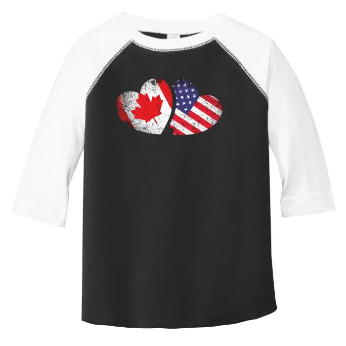 American Canadian Heart Valentines Day Gift USA Flag Canada Toddler Fine Jersey T-Shirt