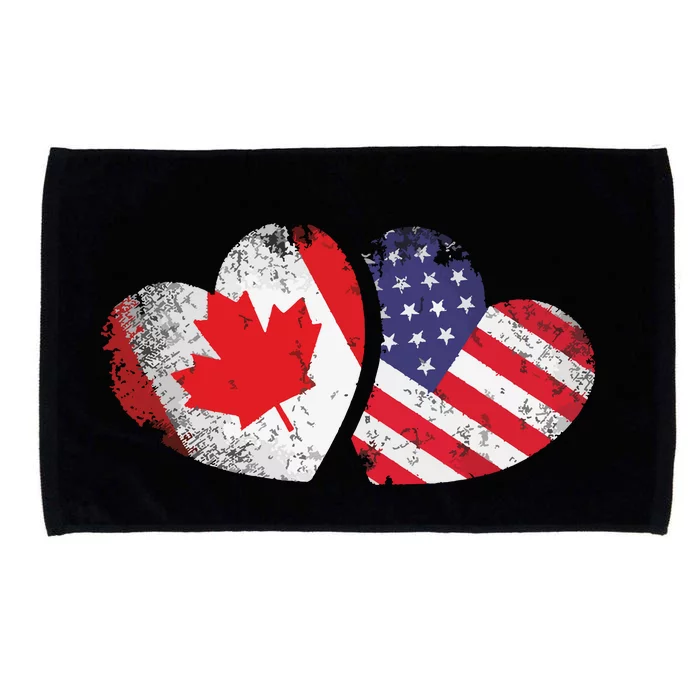 American Canadian Heart Valentines Day Gift USA Flag Canada Microfiber Hand Towel