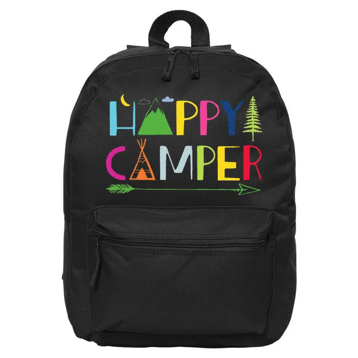 Arrow Camper Happy Summer Camp Camping Gift Men Women Kids 16 in Basic Backpack