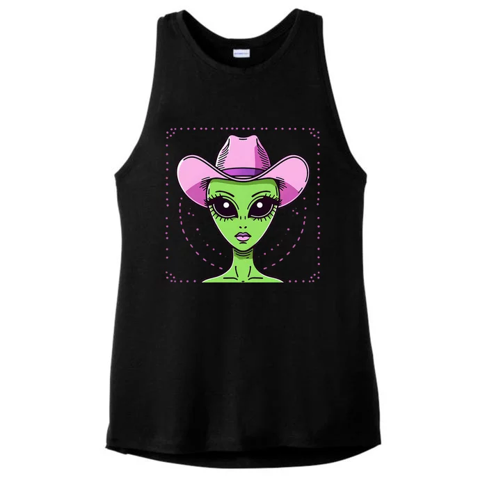 Alien Cowgirl Howdy Western Space Lover Yeehaw Texas Women Ladies Tri-Blend Wicking Tank