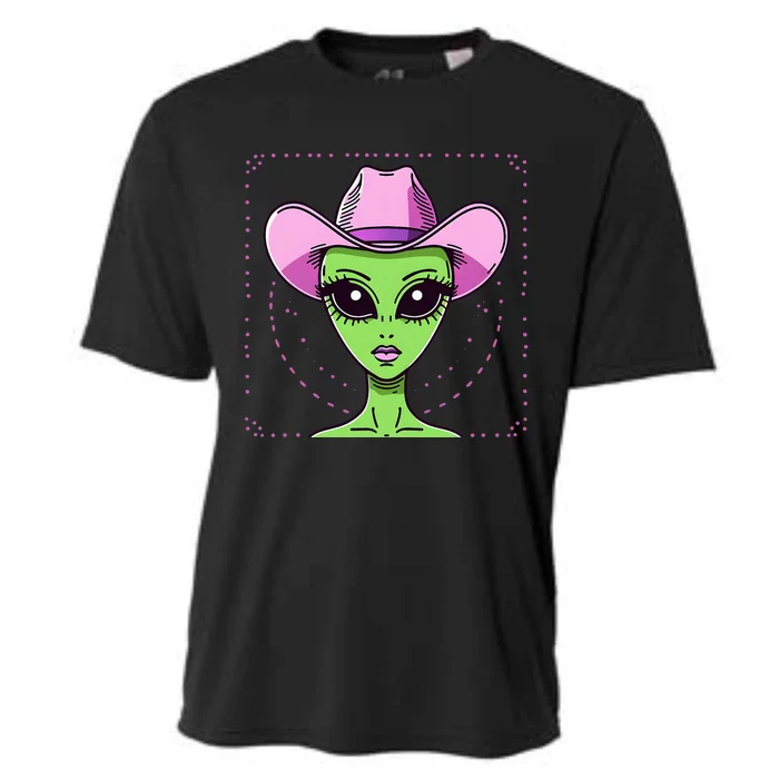 Alien Cowgirl Howdy Western Space Lover Yeehaw Texas Women Cooling Performance Crew T-Shirt