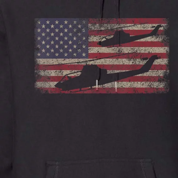 AH1 Cobra Helicopter Military USA American Flag Premium Hoodie