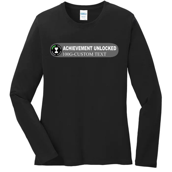 Achievement Unlocked Custom Personalize Text Ladies Long Sleeve Shirt