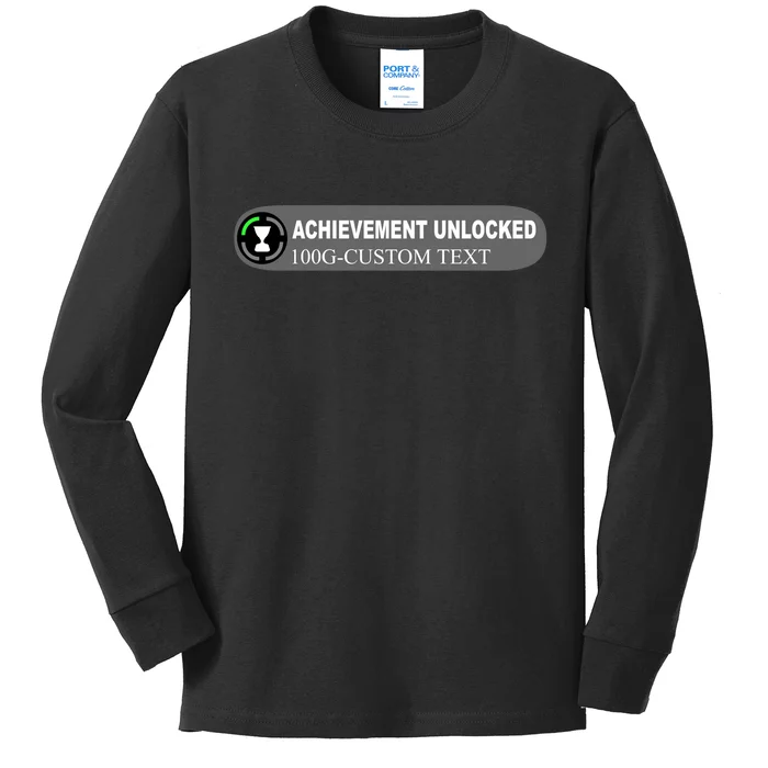 Achievement Unlocked Custom Personalize Text Kids Long Sleeve Shirt