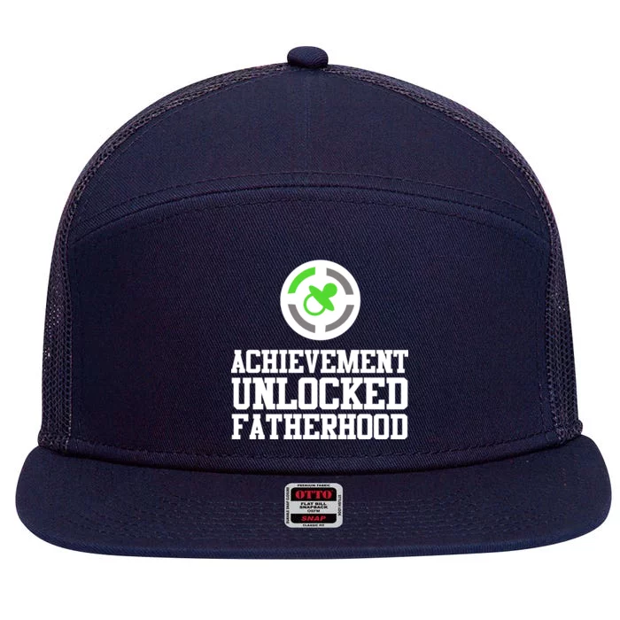 Achievement Unlocked Fatherhood 7 Panel Mesh Trucker Snapback Hat