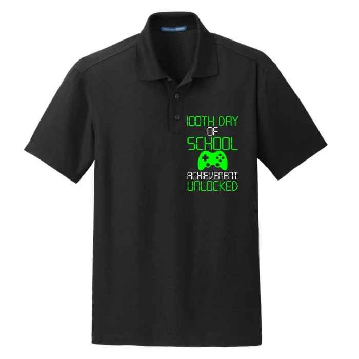 Achievement Unlocked Funny 100th Day Of School Dry Zone Grid Performance Polo