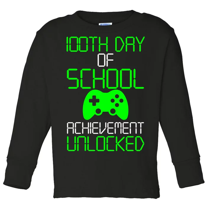 Achievement Unlocked Funny 100th Day Of School Toddler Long Sleeve Shirt