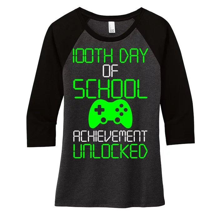 Achievement Unlocked Funny 100th Day Of School Women's Tri-Blend 3/4-Sleeve Raglan Shirt