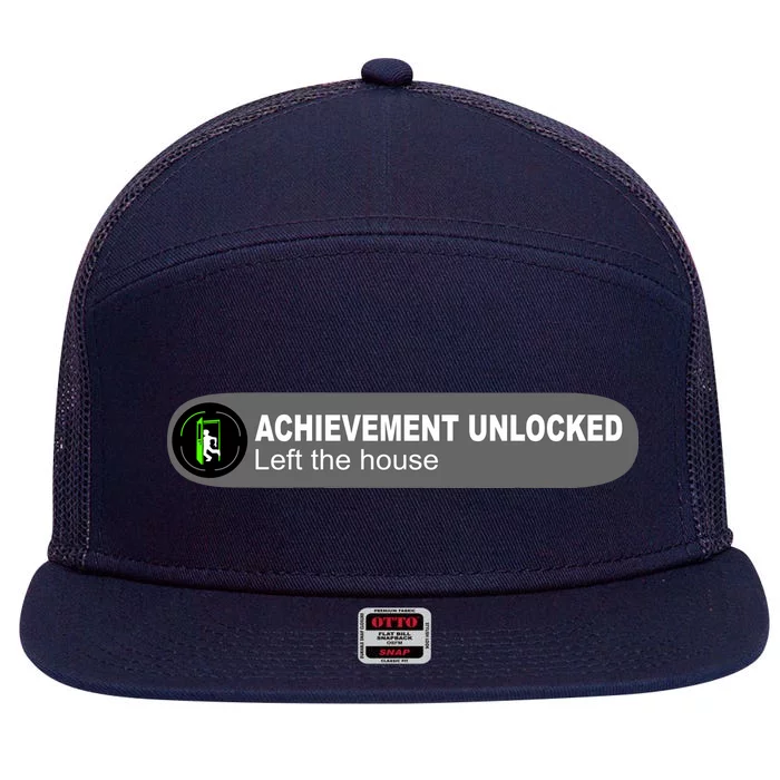 Achievement Unlocked Left The House 7 Panel Mesh Trucker Snapback Hat