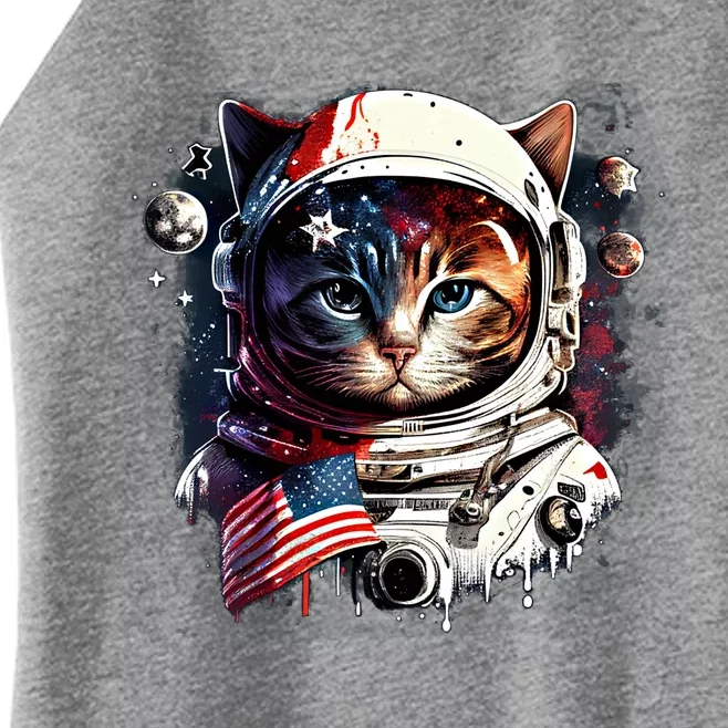 Astronaut Cat In Space Gift Flag Usa Cosmos Helmet Graphic Cute Gift Women’s Perfect Tri Rocker Tank