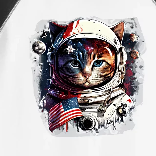 Astronaut Cat In Space Gift Flag Usa Cosmos Helmet Graphic Cute Gift Toddler Fine Jersey T-Shirt