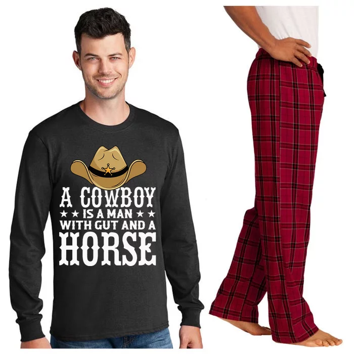 A Cow Is A Man With Gut And A Horse Cowboys Hat Cow Long Sleeve Pajama Set