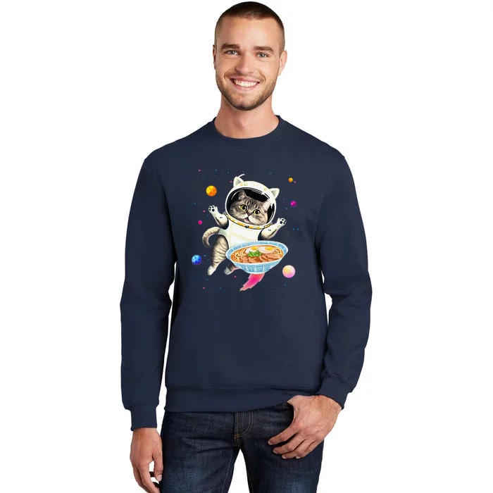 Astronaut Cat In Space With Ramen Noodles Galaxy Cat Tall Sweatshirt